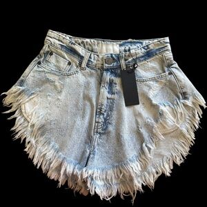 One Teaspoon High Rise Flare Cot Off Jean Shorts NWT
